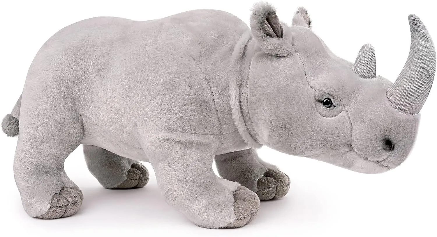 Rhino Plush, Realistic 17” White Rhino Stuffed Animal, Lifelike Standing Rhinoceros Weigted Toys, Simulation Soft Crawling Rhinoceros Zoo Toys, Unique Plushie Toys Model Dolls for Kids