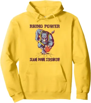 Rhino Power Slam Dunk Strength! Powerful Rhinoceros Pullover Hoodie