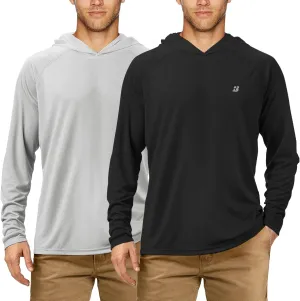 Roadbox UPF 50  Fishing Shirts for Men, Long Sleeve UV Sun Protection Hoodie, Outdoor Hiking Running Swimming Rash Guard