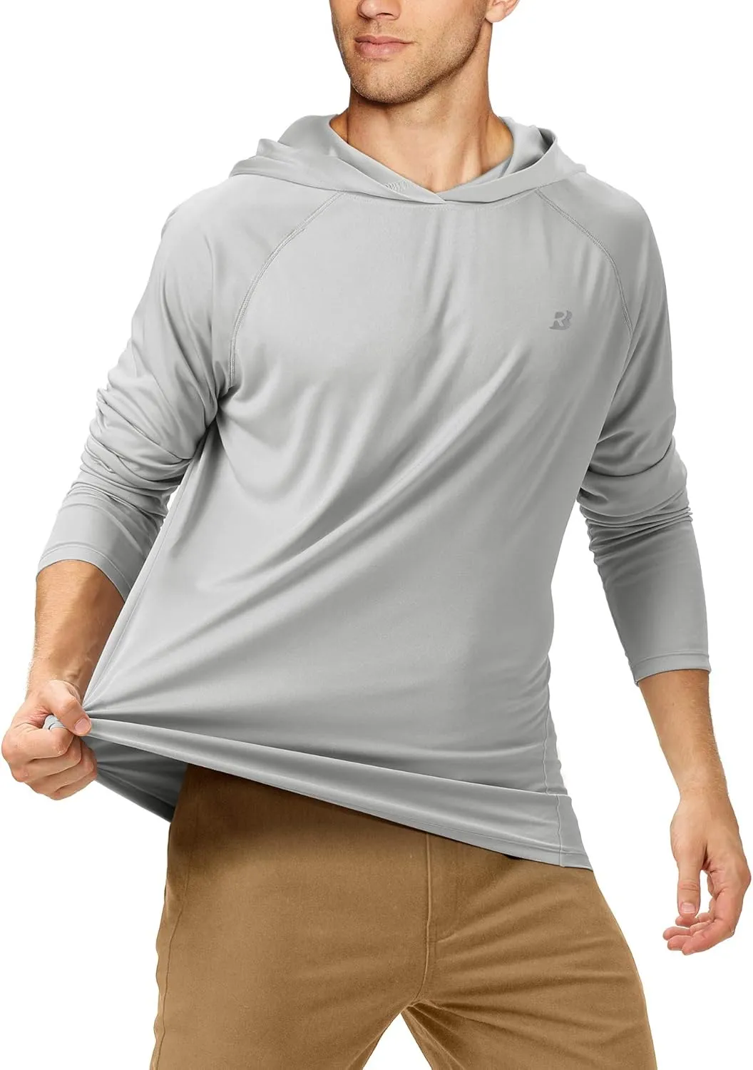 Roadbox UPF 50  Fishing Shirts for Men, Long Sleeve UV Sun Protection Hoodie, Outdoor Hiking Running Swimming Rash Guard
