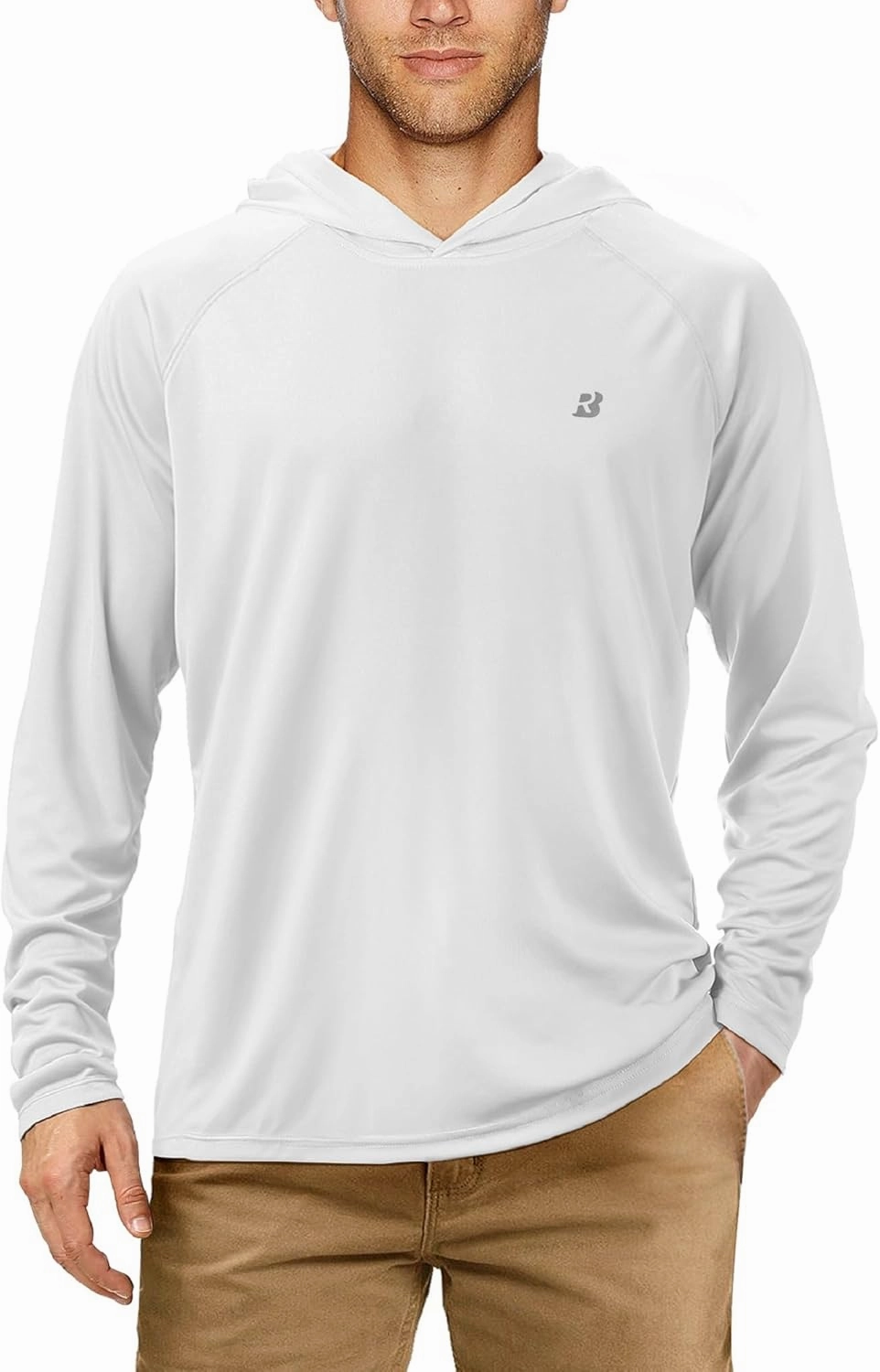Roadbox UPF 50  Fishing Shirts for Men, Long Sleeve UV Sun Protection Hoodie, Outdoor Hiking Running Swimming Rash Guard