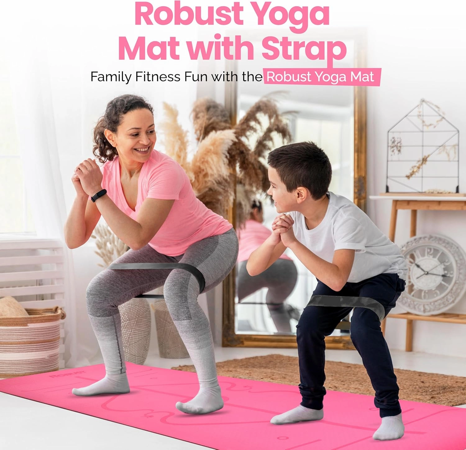 Robust TPE Non-Slip Yoga Mat-1/4 Inch Thick Exercise Mat with Position Lines- Workout Mat with Carrying Straps and Storage Bag- Gym Mat for Workout, Pilates and Exercises- Suitable for Men and Women