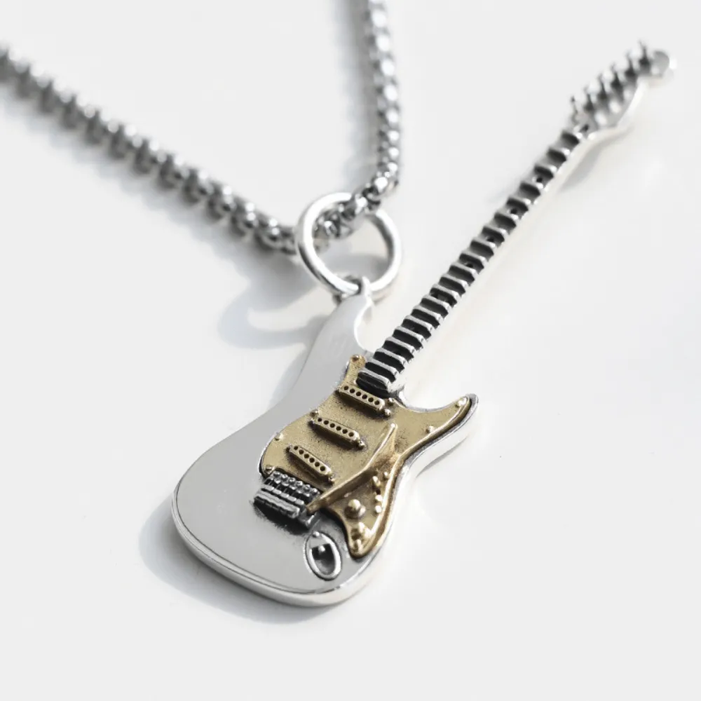 Rockstar Guitar Necklace   Free Adjustable Ring