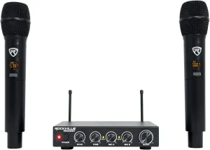 Rockville RKI65BT Dual UHF Wireless Microphones Karaoke Interface, Bluetooth Connectivity, Adjustable Echo, 8 Switchable Frequencies, Perfect for Home Karaoke and Parties
