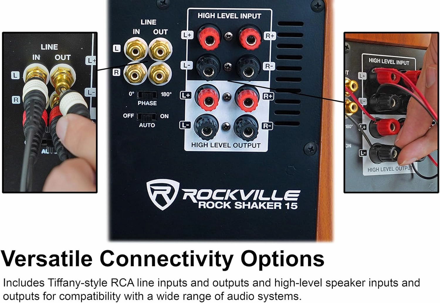 Rockville Rock Shaker 15" 1000W Powered Home Theater Subwoofer, Deep Bass, Wood Enclosure, Adjustable Controls, for Movies and Music