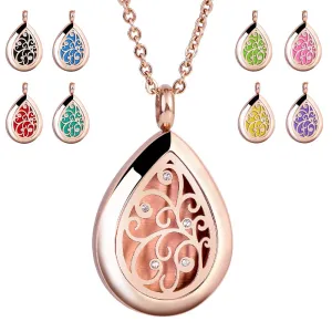 Rose Gold Aromatherapy Essential Oil Diffuser Necklace Stainless Steel Pendant Perfume Locket Women Jewelry for Mom/Women