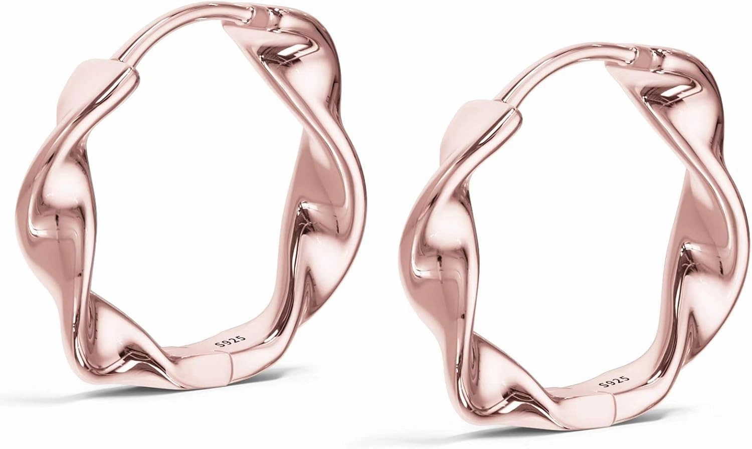 Rose Gold Earrings Small Hoop Earrings For Women 18k Rose Gold Plated 925 Sterling Silver Mini Huggie Earring 12mm