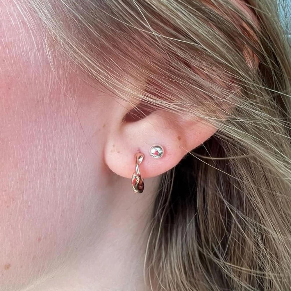 Rose Gold Earrings Small Hoop Earrings For Women 18k Rose Gold Plated 925 Sterling Silver Mini Huggie Earring 12mm