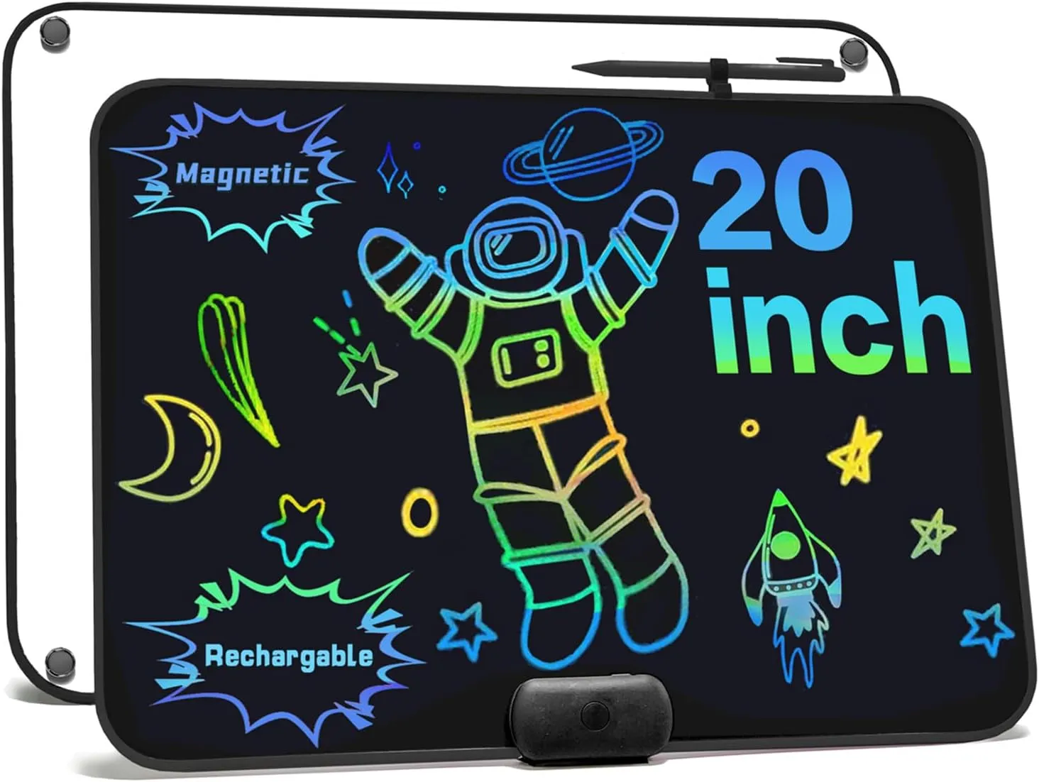 ROYALITA 20-Inch LCD Writing Tablet for Kids & Adults, Large Rechargeable Writing Board Note Board for Fridge, Built-in Magnets & Instant Erase, Dry-Erase & Sticky Note Alternative for Home & Office