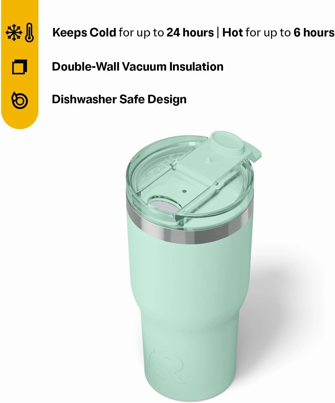 RTIC 20oz Essential Tumbler with Lid, Insulated, Stainless Steel, Metal, Double Wall Vacuum-Insulation, Ceramic Lined, Travel Cup for Iced Coffee, Tea, Hot and Cold Drink, Fresh Mint