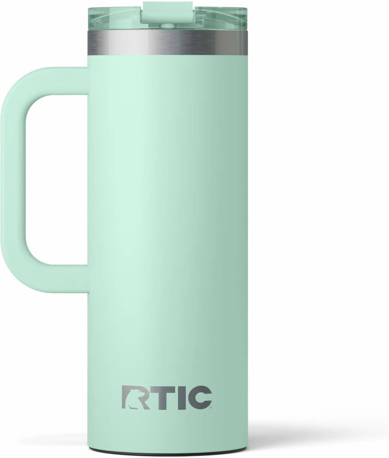 RTIC 20oz Road Trip Travel Mug with Lid and Handle, Insulated, Stainless Steel, Metal, Double Wall Vacuum-Insulation, Ceramic Lined, Portable Coffee, Tea Cup for Hot and Cold Drink, Fresh Mint