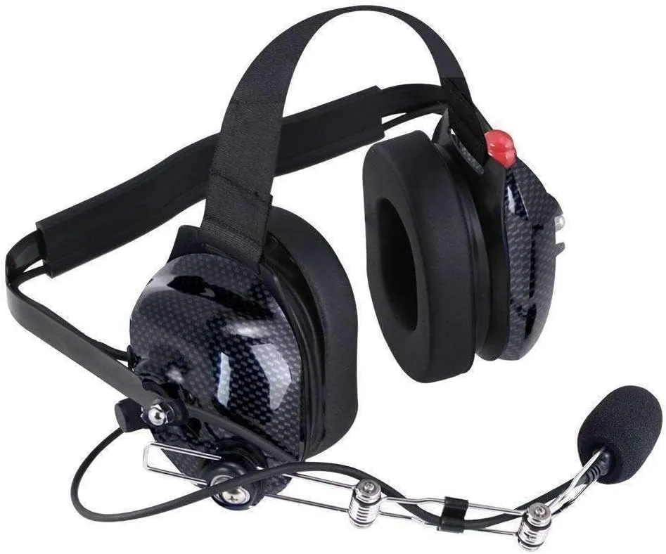 Rugged Radios H42-CF Carbon Fiber Behind The Head Two-Way Radio Headset with Dynamic Noise Cancelling Microphone, Push to Talk, and 3.5mm Input Jack for Music & MP3 Players