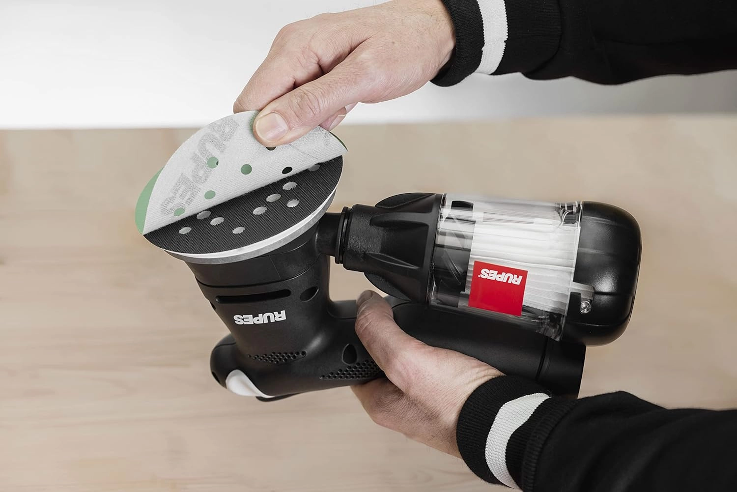 RUPES iBRID random orbital sander Ø125mm HSR73 STB kit   charger  2 battery pack  green tech filter