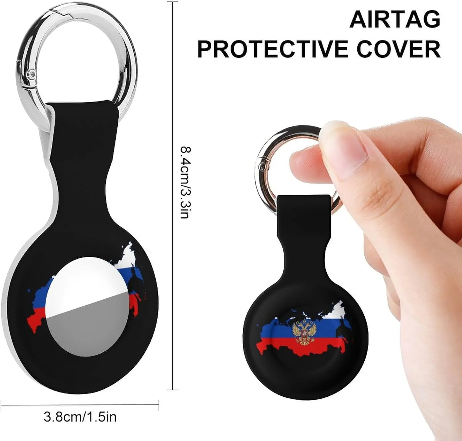 Russian Eagle Map of Russia Fashion Anti-Scratch Protective Case Cover Compatible with AirTag with Keychain