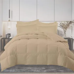 RV Short Queen Bed in a Bag - 8 Piece 600 Thread Count Comforter Set 500 GSM with 9" Deep Pocket Sheet Set and Bed Skirt 100% Egyptian Cotton - Hotel Luxury Set - Beige Solid