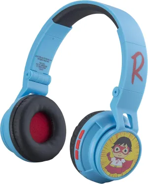 Ryans World Kids Bluetooth Headphones, Wireless Headphones with Microphone Includes Aux Cord, Volume Reduced Kids Foldable Headphones for School, Home, or Travel