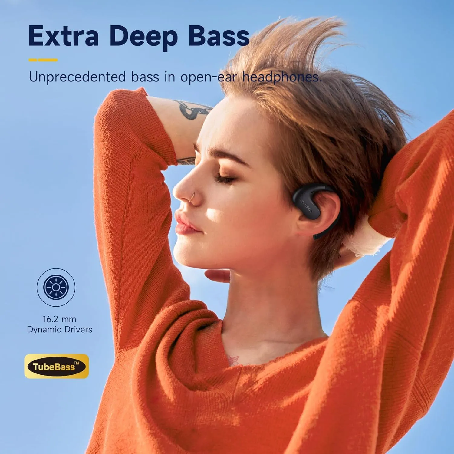 S Open-Ear Air Conduction Headphones, Bluetooth 5.3 Wireless Over-Ear Earbuds, 60H Playtime, Deep Bass, IPX5 Waterproof, Built-in ENC Mic, Sports Earphones for Running Driving Office TV