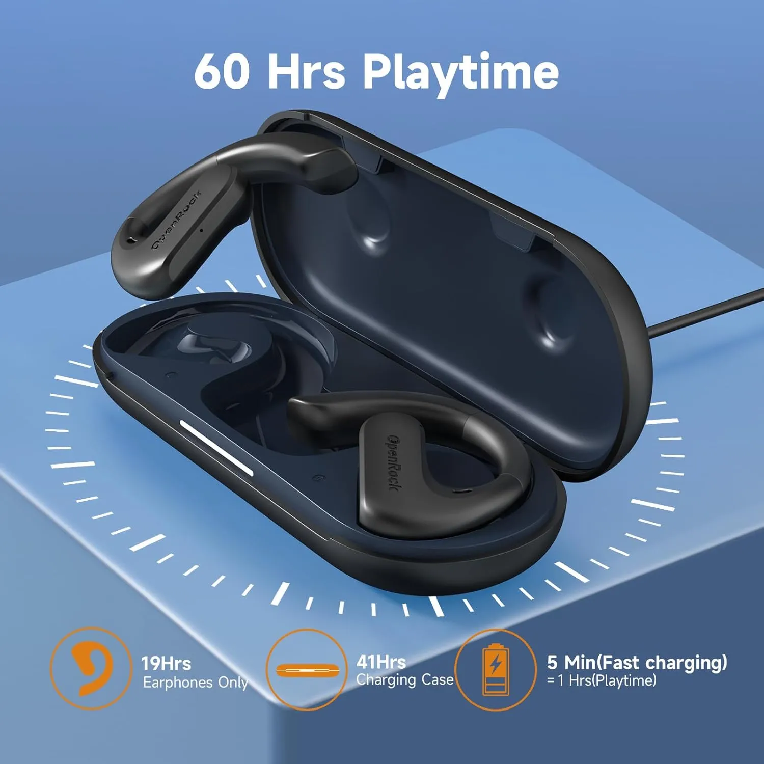 S Open-Ear Air Conduction Headphones, Bluetooth 5.3 Wireless Over-Ear Earbuds, 60H Playtime, Deep Bass, IPX5 Waterproof, Built-in ENC Mic, Sports Earphones for Running Driving Office TV