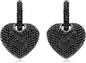 S925 Sterling Silver Heart Dangle Drop Hoop Earrings for Women Multicolored Crystal Cubic Zirconia Purple Amethyst Dangling Earrings Fine Jewelry Gifts for Her