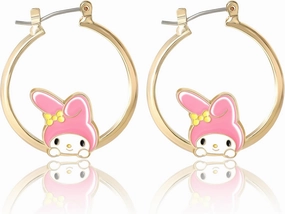Sanrio Hello Kitty and Friends Women’s Hoop Earrings - Enamel Hello Kitty, Kuromi, My Melody Official License Gifts
