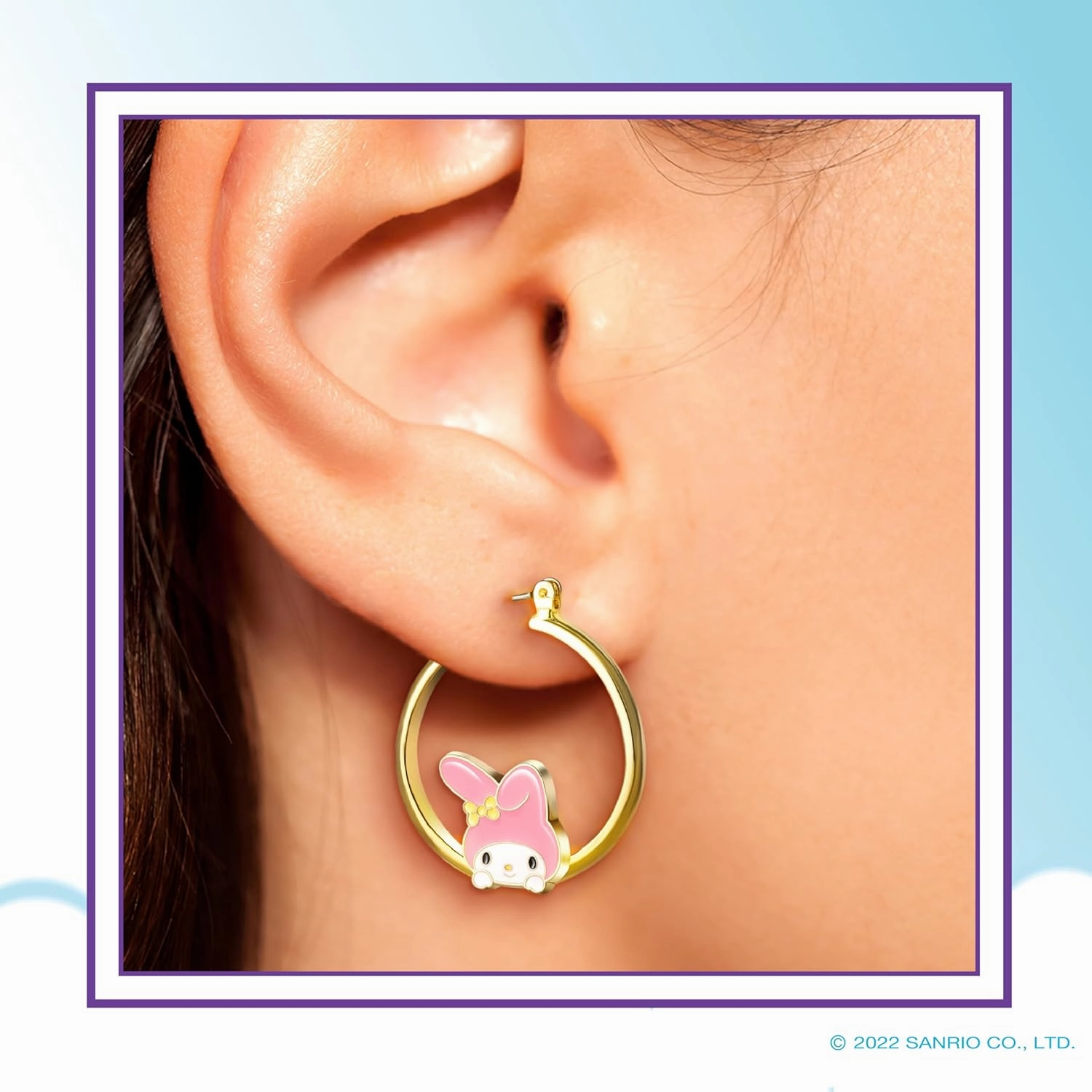 Sanrio Hello Kitty and Friends Women’s Hoop Earrings - Enamel Hello Kitty, Kuromi, My Melody Official License Gifts