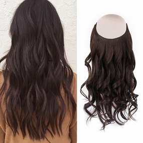 Sassina Invisible Wire Hair Extensions Real Human Hair with Transparent Wire Adjustable Size Secure Clips Natural Straight Secret Miracle Hairpiece, #2 Dark Brown 12 Inch 70 Gram