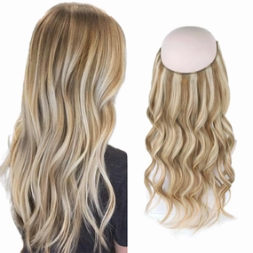 Sassina Invisible Wire Hair Extensions Real Human Hair with Transparent Wire Adjustable Size Secure Clips Natural Straight Secret Miracle Hairpiece, Highlight P8-60 16 Inch 80 Gram