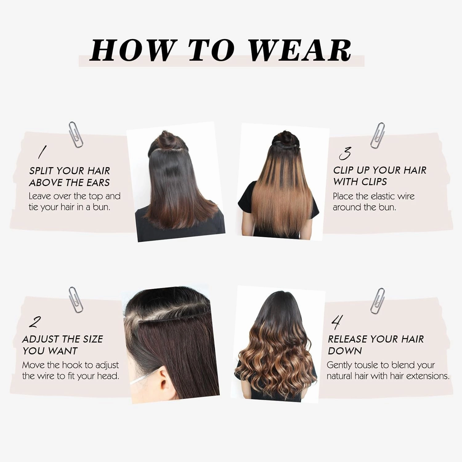 Sassina Invisible Wire Hair Extensions Real Human Hair with Transparent Wire Adjustable Size Secure Clips Natural Straight Secret Miracle Hairpiece, Highlight P8-60 16 Inch 80 Gram