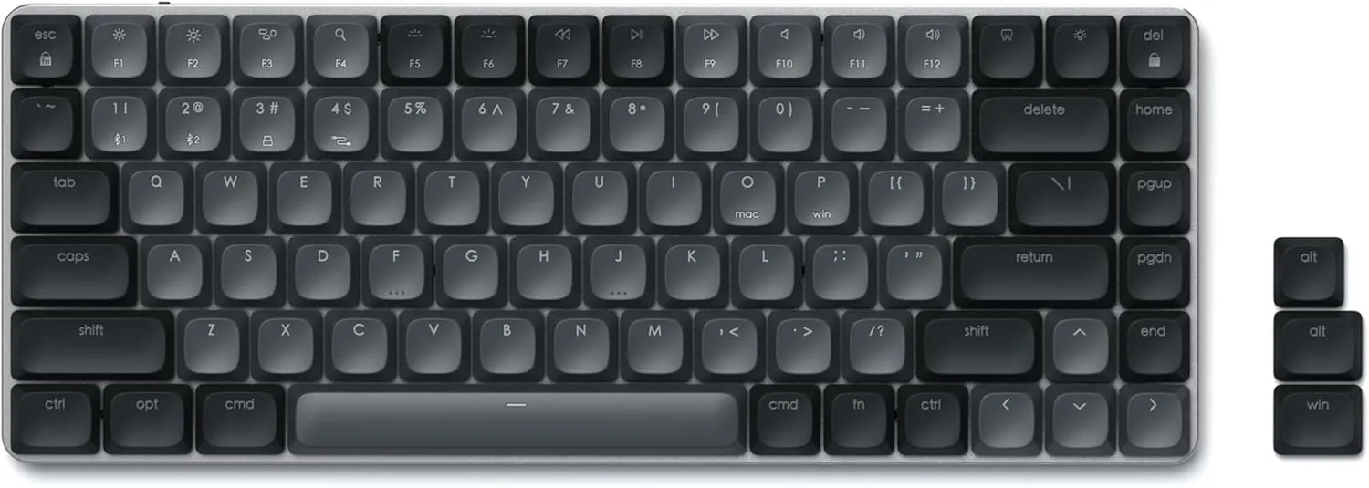Satechi SM1 75% Mechanical Keyboard, LED Backlit Bluetooth Keyboard, 84 Keys Compact Wireless Key Board, Gaming Key Board for Mac and Windows - Dark Gray/Gray