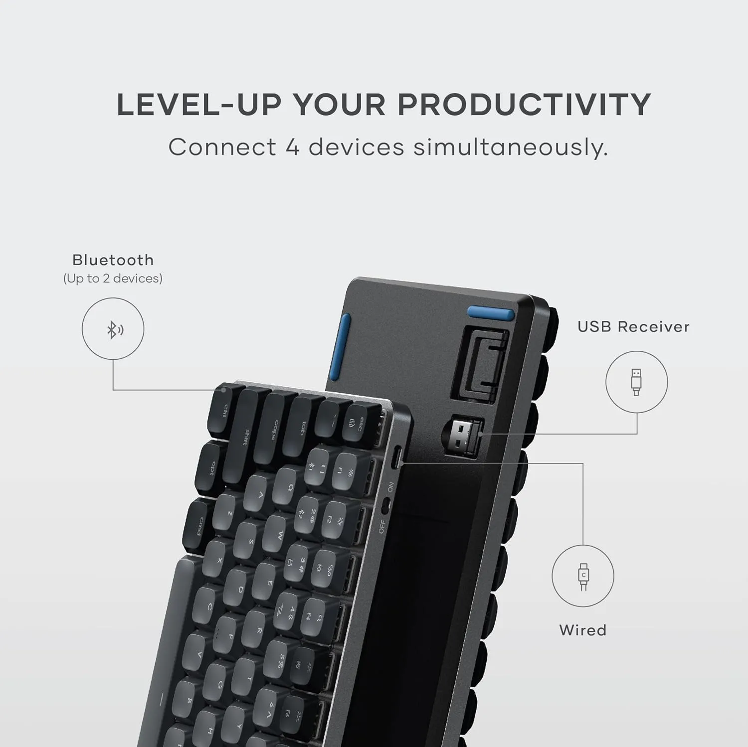 Satechi SM1 75% Mechanical Keyboard, LED Backlit Bluetooth Keyboard, 84 Keys Compact Wireless Key Board, Gaming Key Board for Mac and Windows - Dark Gray/Gray