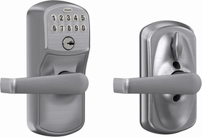 SCHLAGE Brushed Chrome FE595CS V PLY 626 ELA Plymouth Light Commercial Electronic Keypad Lock with Elan Lever(Satin Chrome)