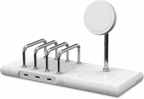 Scosche BaseLynx 2.0 Modular Charging Station with 15W MagSafe Wireless Charger Stand, 5W Charging Pad for AirPods Pro and 3 Port 60W USB-C Multi Device Fast Phone Charger Compatible with Apple iPhone