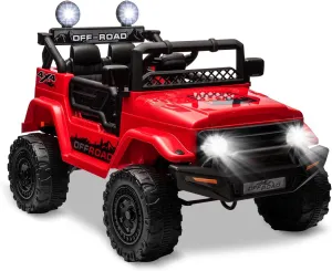 SEHOMY Kids Ride On Truck with Parent Remote, 12V Battery Powered Electric Car Girls Toys - 3 Speed, Spring Suspension, LED Lights, Safety Start, Music, 4 Wheels Kids' Electric Vehicles Red