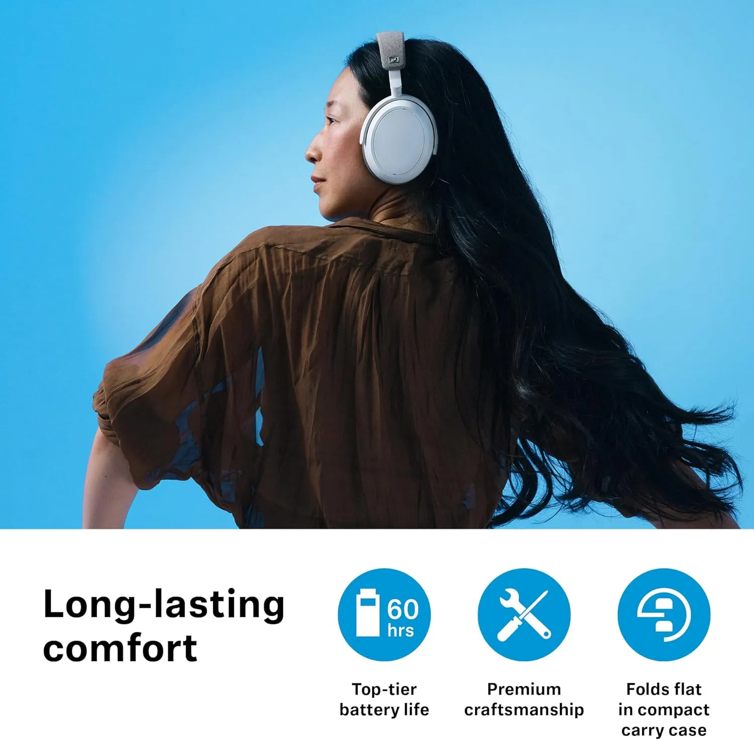 Sennheiser Consumer Audio Momentum 4 Wireless Headphones - Bluetooth Headset for Crystal-Clear Calls with Adaptive Noise Cancellation, 60h Battery Life, Lightweight Folding Design, Black (509266)