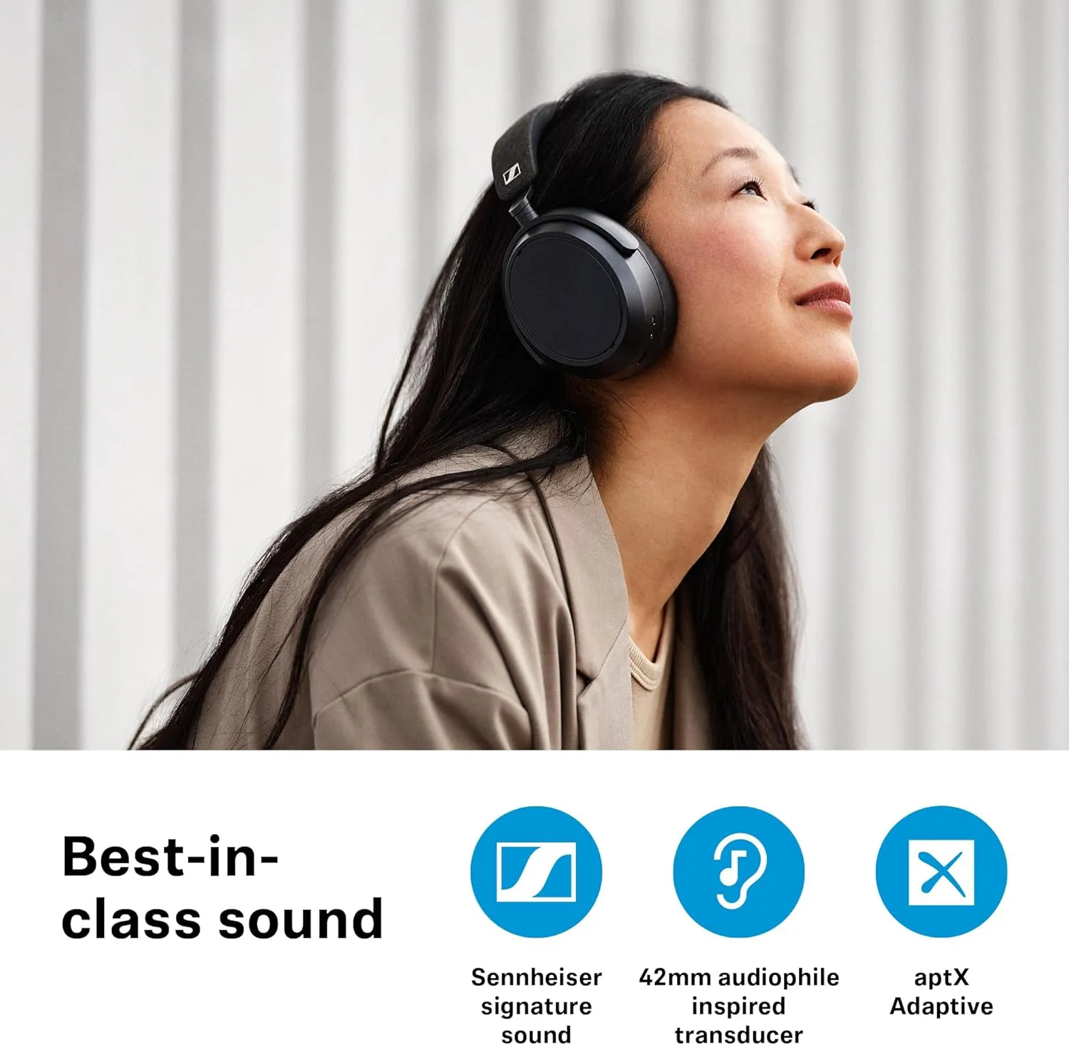 Sennheiser Consumer Audio Momentum 4 Wireless Headphones - Bluetooth Headset for Crystal-Clear Calls with Adaptive Noise Cancellation, 60h Battery Life, Lightweight Folding Design, Black (509266)