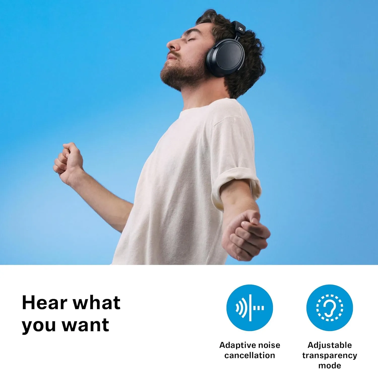 Sennheiser Consumer Audio Momentum 4 Wireless Headphones - Bluetooth Headset for Crystal-Clear Calls with Adaptive Noise Cancellation, 60h Battery Life, Lightweight Folding Design, Black (509266)