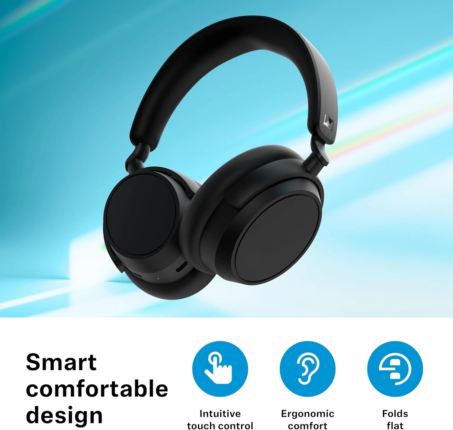 Sennheiser ACCENTUM Plus Wireless Bluetooth Headphones - Quick-Charge Feature, 50-Hr Battery Playtime, Adaptive Hybrid ANC, Sound Personalization, Touch Controls, White
