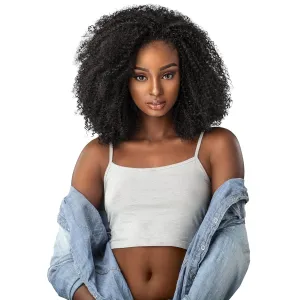 Sensationnel Curls Kinksandco Half Wig - Game Changer Synthetic Instant Weave Updo Full Cap for Natural 3C to 4C Hair Textures (1B OFFBLACK)