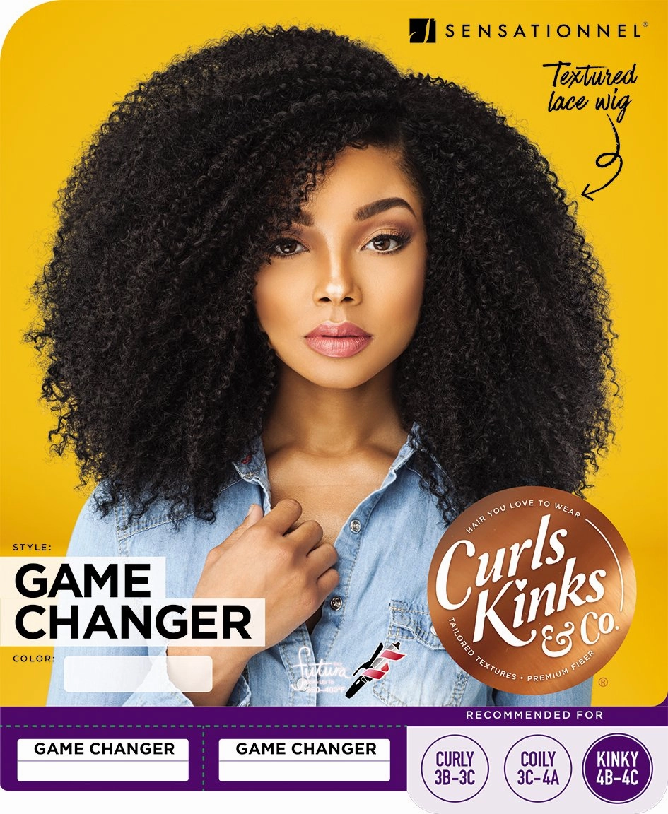 Sensationnel Curls Kinksandco Lace Wig - The Game Changer Wide Lace Part Wig With Natural Preplucked Hairline for Natural 3C to 4C Hair Textures (4 MEDBROWN)