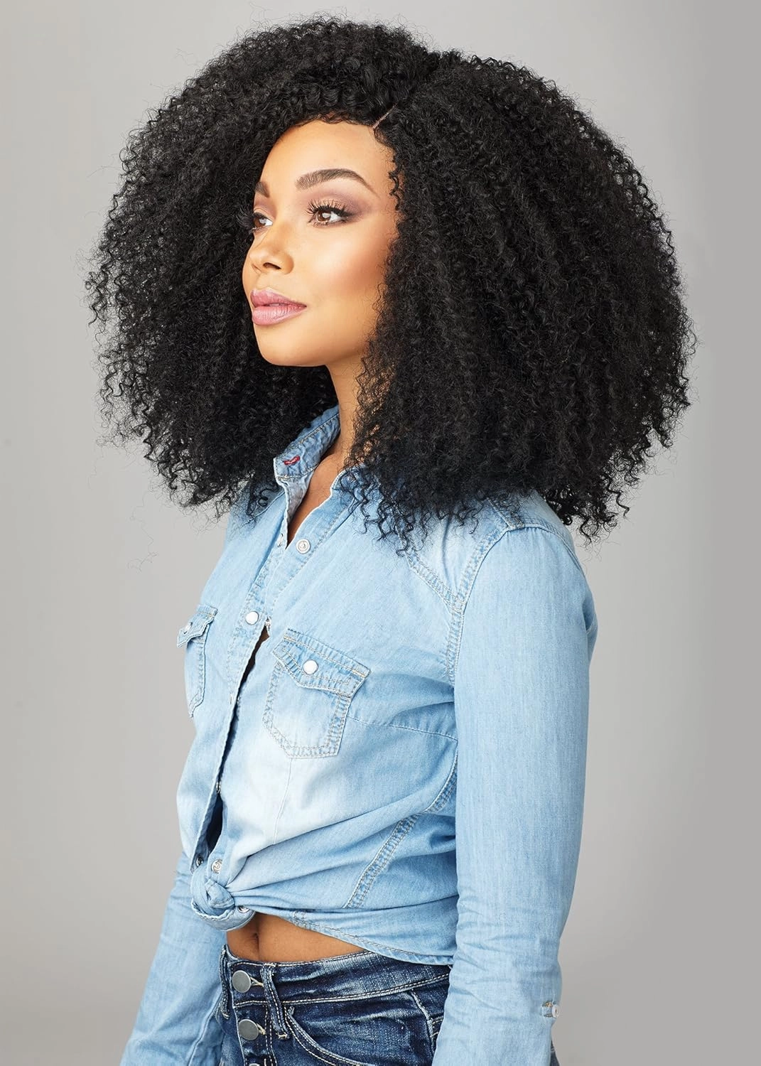 Sensationnel Curls Kinksandco Lace Wig - The Game Changer Wide Lace Part Wig With Natural Preplucked Hairline for Natural 3C to 4C Hair Textures (4 MEDBROWN)