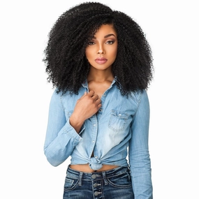Sensationnel Curls Kinksandco Lace Wig - The Game Changer Wide Lace Part Wig With Natural Preplucked Hairline for Natural 3C to 4C Hair Textures (4 MEDBROWN)