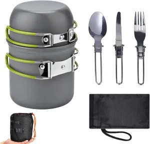 Septpenta Camping Cookware Set, Camping Cooking Set, Camping Cookware Mess Kit Pots and Pans Set, Lightweight Pot Pan Bowls Cooking Equipment for Camping Backpacking