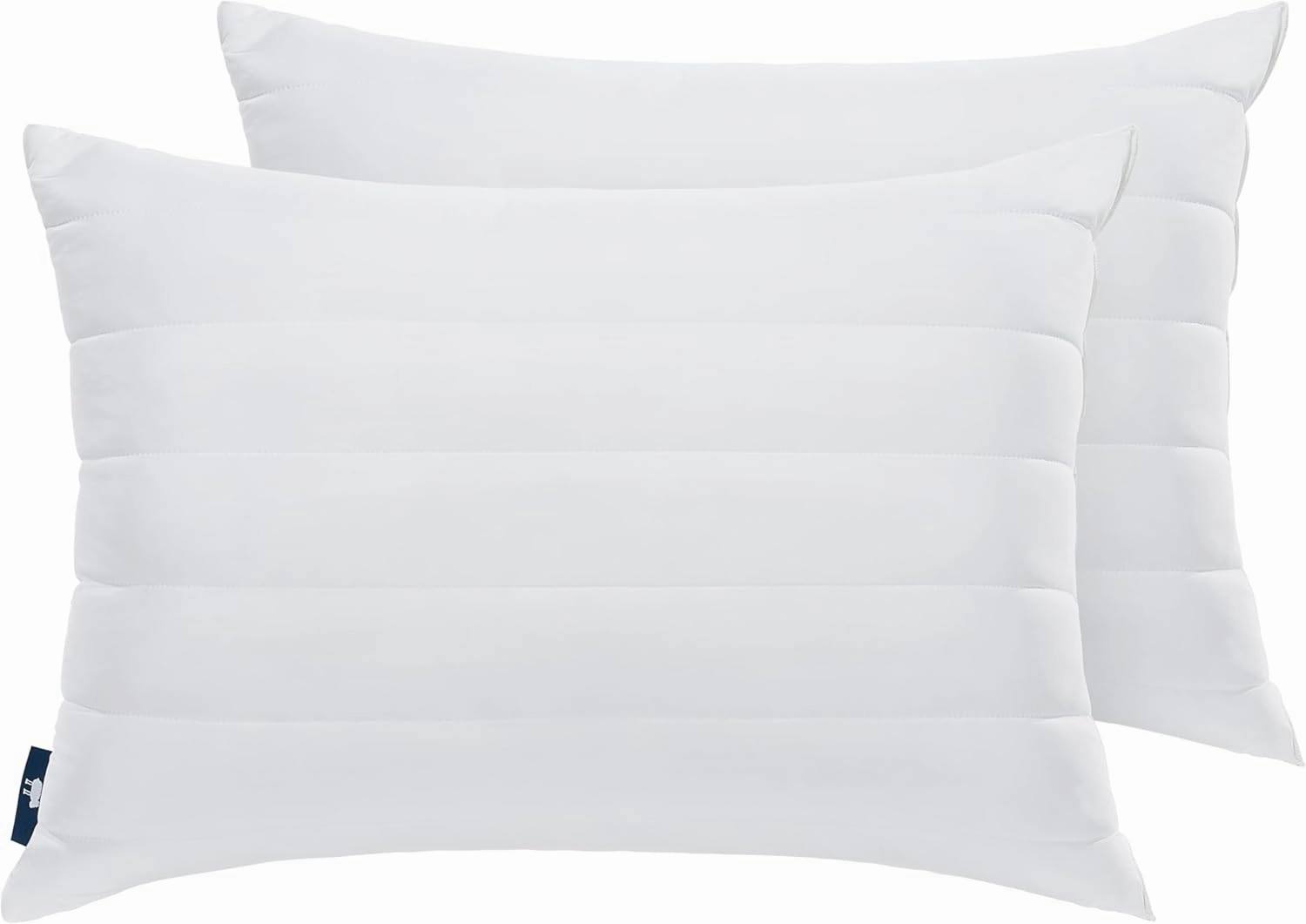 Serta Down Illusion Quilted Hypoallergenic Medium/Firm Bed Pillows for Side, Stomach or Back Sleepers (2 Pack), Queen, White Cooling