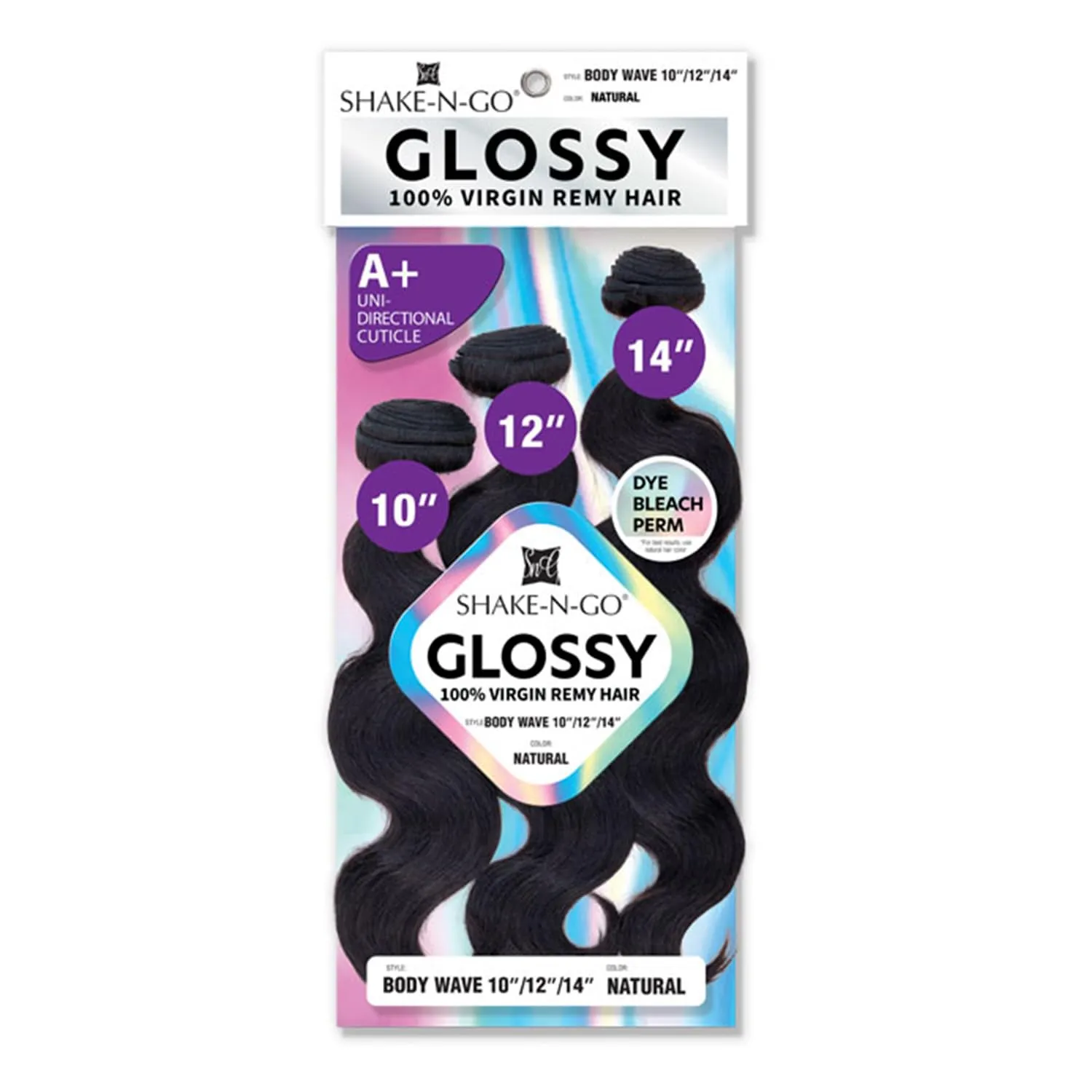 SHAKE-N-GO - GLOSSY 100% VIRGIN REMY HAIR - BODY WAVE (12"/14"/16", NATURAL)