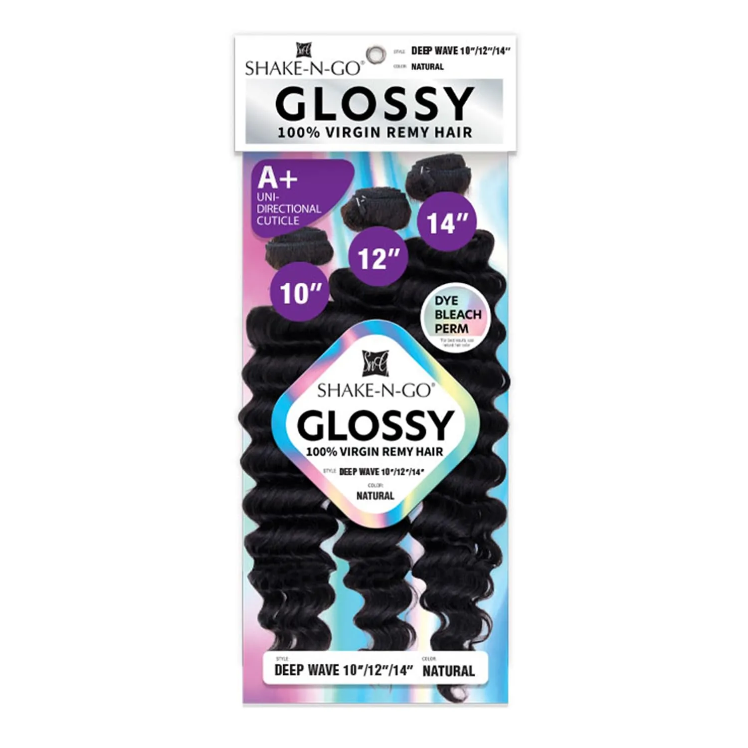 SHAKE-N-GO - GLOSSY 100% VIRGIN REMY HAIR - DEEP WAVE (10"/12"/14", NATURAL BLACK)