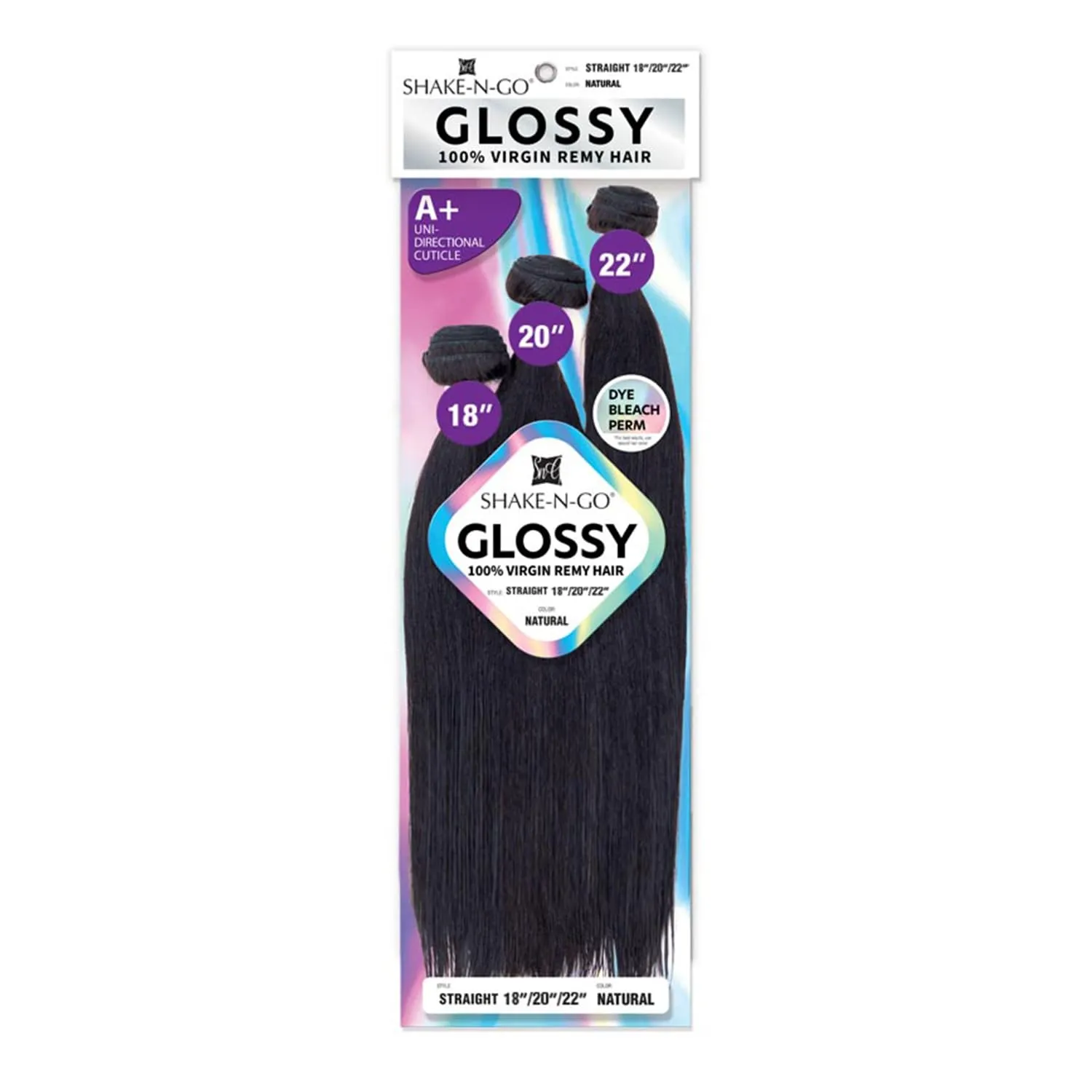 Shake-N-Go - GLOSSY 100% VIRGIN REMY HAIR - STRAIGHT (10"/12"/14", NATURAL)