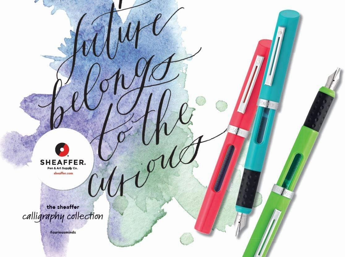 Sheaffer Viewpoint Calligraphy Maxi Kit: 3 Fountain Pens with 3 Nibs, 20 Assorted Ink Cartridges, Instructions, and Tracing Pad