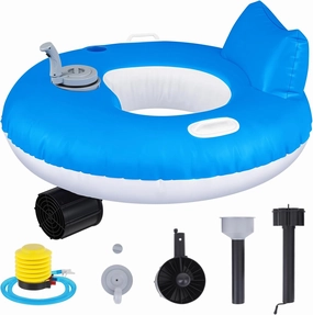 ShinyRelief Motorized Pool Float for Adults, Electric Inflatable Motorized Pool Lounger with Pusher Handles Cup Holder and Pump for Easy Inflation Motorized Tube for Relaxing in The Pool Lake River