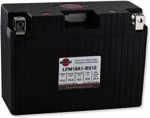 Shorai LFM Lithium-iron Battery w/BMS, LFM18A1-BS12, 6.0Ah 13.2V, 79.2WHr, "A" Type, Case 1