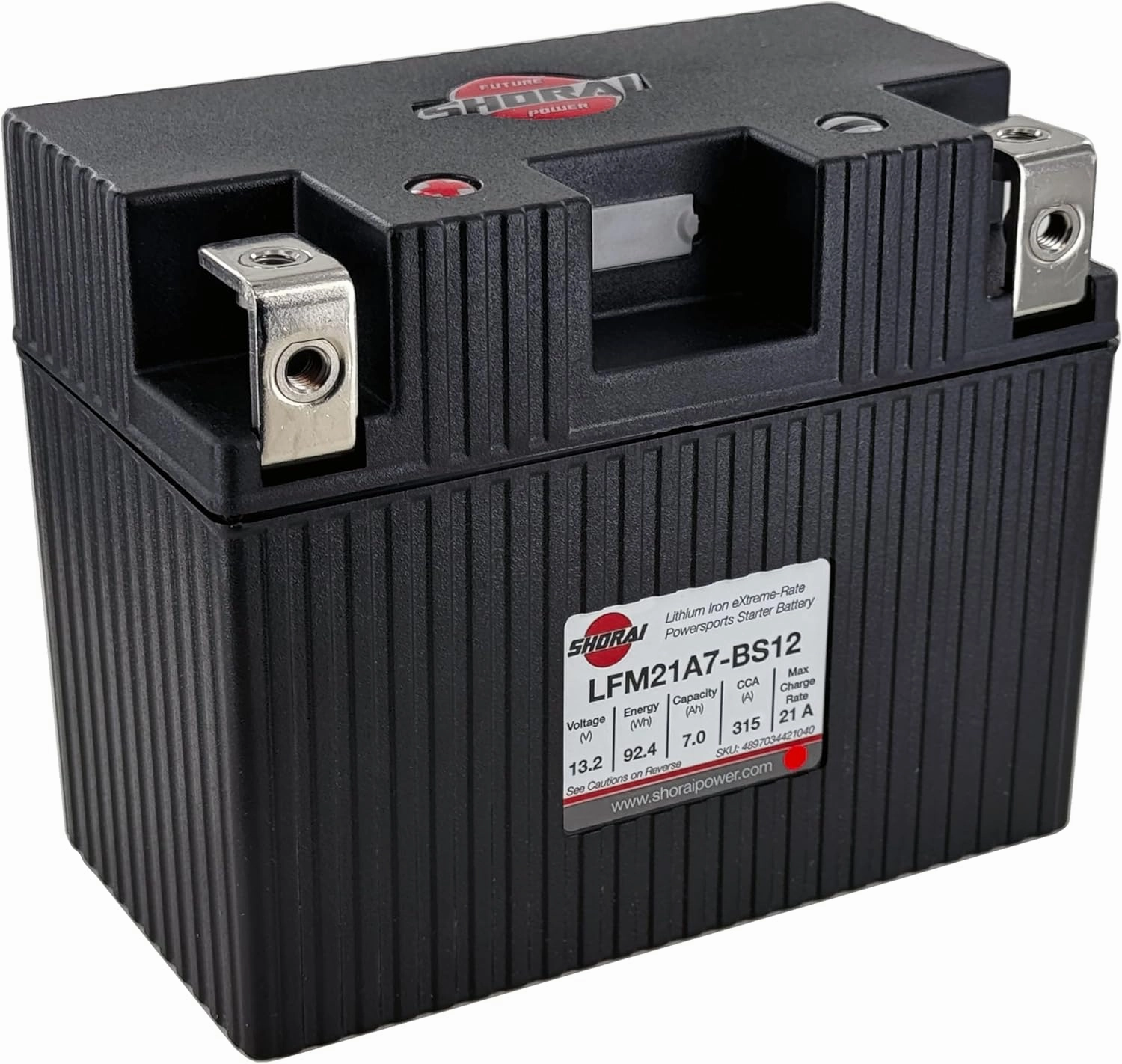 Shorai LFM Lithium-iron Battery w/BMS, LFM21A7-BS12, 7.0Ah 13.2V, 92.4WHr, "A" Type, Case 7
